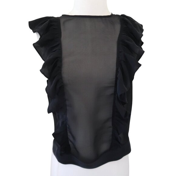 Anine Bing Tops - ANINE BING sheer silk chiffon ruffle top sz S sleeveless